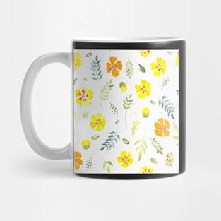 Yellow country floral in watercolour Mug